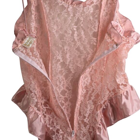 Victoria's Secret Vintage Gold Label Coral Pink Medium Teddy Lingerie Bodysuit - Picture 8 of 16